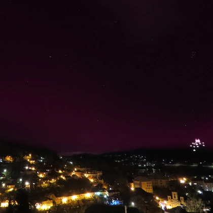 Polárna žiara nad Banskou Štiavnicou