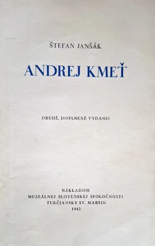 Kniha: Andrej Kmeť