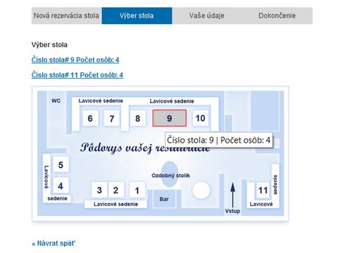 Pokročilý rezervačný systém pre reštauráciu